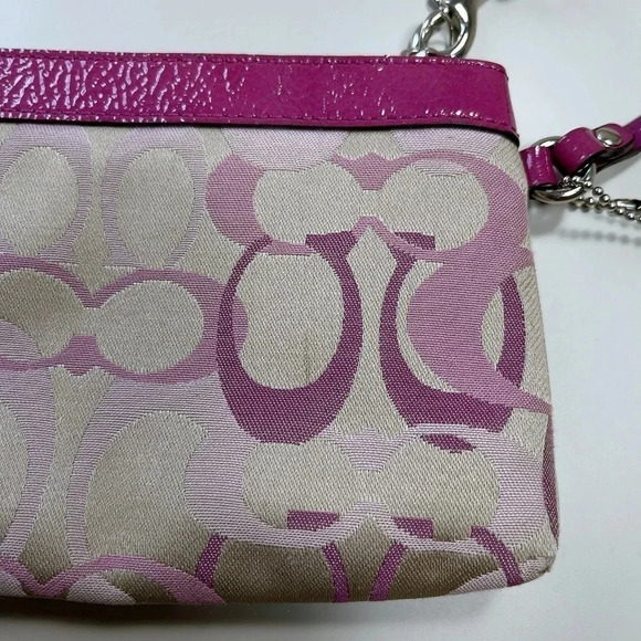 Coach Purple  Canvas Wristlet Leather Trim Wallet - Picture 8 of 11